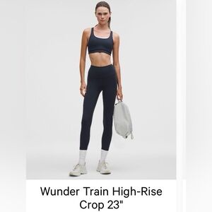 lululemon athletica Navy Leggings wunder train high rise crop 23” size 4